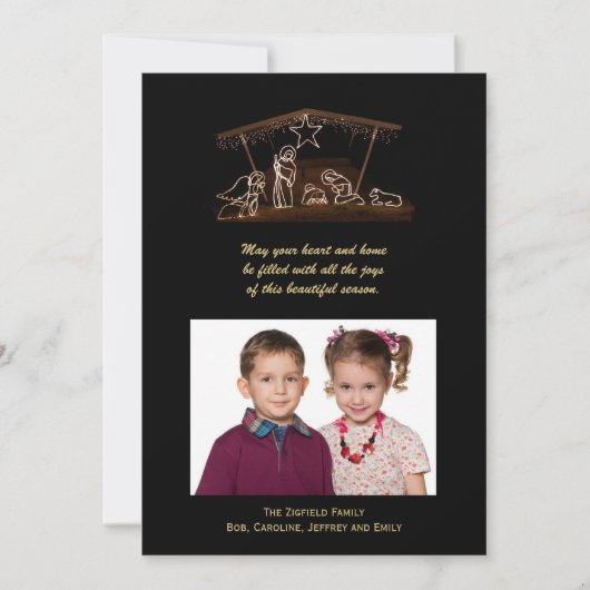 クリスチャン出生クリスマスフォトフラットカード シーズンカード (正面)