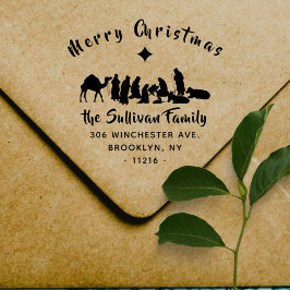 クリスチャン出生シーンクリスマス差出人住所 ラバースタンプ