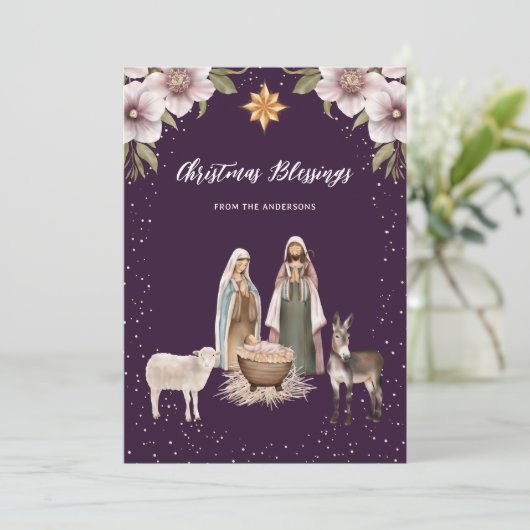 クリスチャン出生シーンベビーイエズクリスマスカード シーズンカード (スタンド正面)