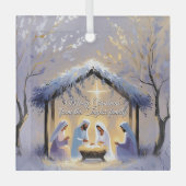 クリスチャン出生シーン神聖な家族クリスマス ガラスオーナメント (正面)