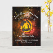 クリスチャン出生ユニバースクリスマスホリデーカード カード (黄色い花)