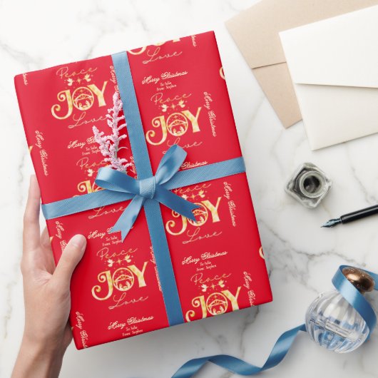 クリスチャン出生金ゴールドR平和ジョイ愛 ラッピングペーパー (ギフト)