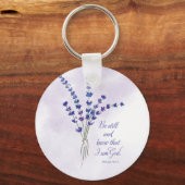 クリスチャン勇気付けられるラベンダーウィズ聖なる書物、 経典 キーホルダー (正面)