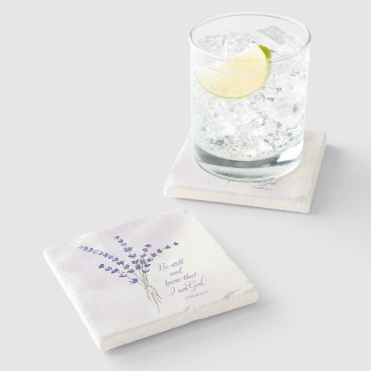 クリスチャン勇気付けられるラベンダーウィズ聖なる書物、 経典 ストーンコースター (横)