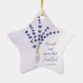 クリスチャン勇気付けられるラベンダーウィズ聖なる書物、 経典 セラミックオーナメント (裏面)