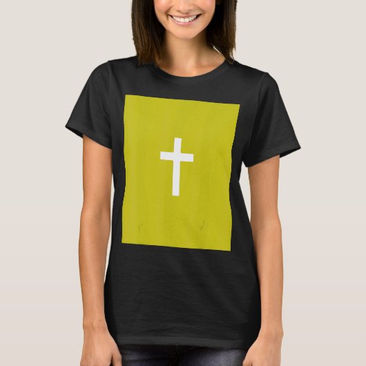 クリスチャン十字十字十字架グリーン背景イエス・エフ Tシャツ (正面)