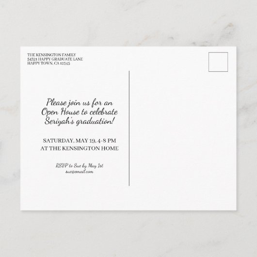 クリスチャン卒業式聖書の詩のタイポグラフィー | 青 ポストカード (裏面)