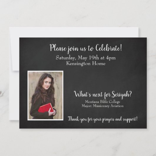 クリスチャン卒業聖書の詩の写真コラージュ 招待状 (裏面)
