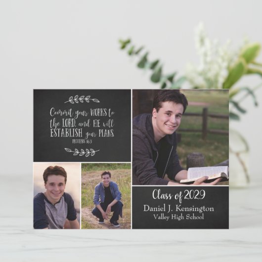 クリスチャン卒業聖書第3節フォトコラージュ 招待状 (スタンド正面)