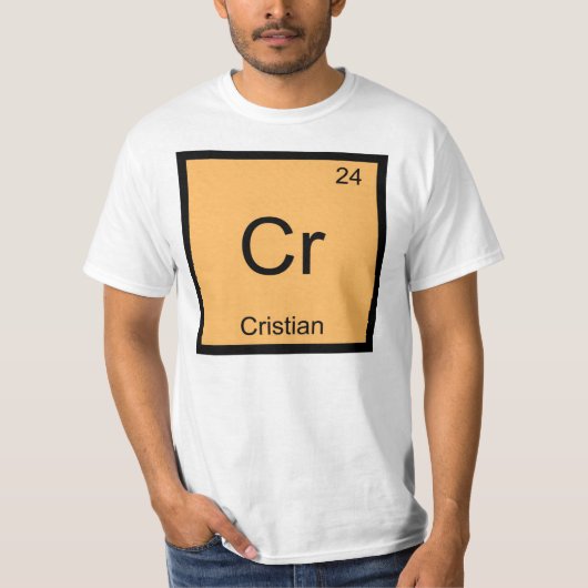 クリスチャン名化学元素周期表 Tシャツ (正面)
