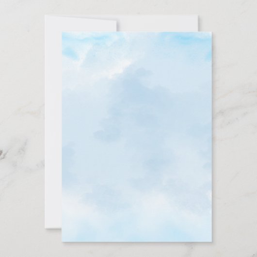 クリスチャン天国送信ブルークラウドボーイベビーシャワー 招待状 (裏面)