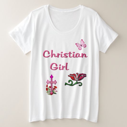 クリスチャン女子 プラスサイズTシャツ (デザイン正面)
