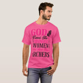 クリスチャン女性射手とアーチェリーボウマン Tシャツ (正面フル)