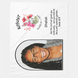 クリスチャン威厳がある誕生月花名写真 フリースブランケット