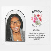 クリスチャン威厳がある誕生月花名写真 フリースブランケット (正面(横))