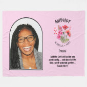 クリスチャン威厳がある誕生月花名写真 フリースブランケット (正面(横))