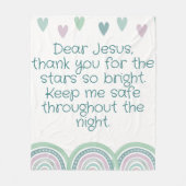 クリスチャン子供へ祈りの言葉グリーン&ピンク | フリースブランケット (正面)