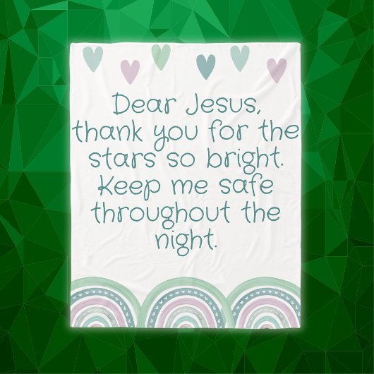 クリスチャン子供へ祈りの言葉グリーン&ピンク | フリースブランケット