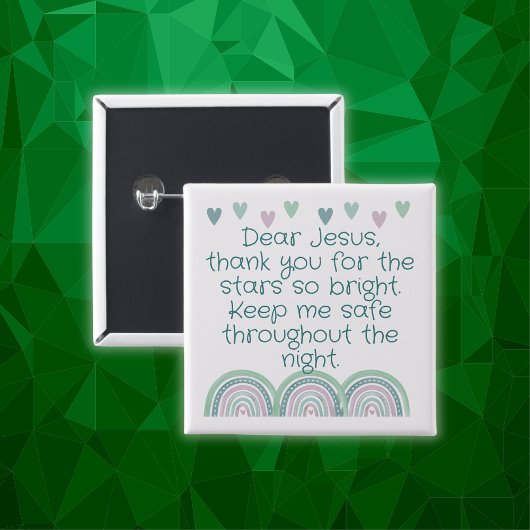 クリスチャン子供へ祈りの言葉グリーン&ピンク | 缶バッジ