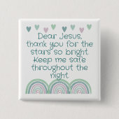 クリスチャン子供へ祈りの言葉グリーン&ピンク | 缶バッジ (正面)