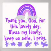 クリスチャン子供へ祈りの言葉パープル&ピンク | ポスター (正面)