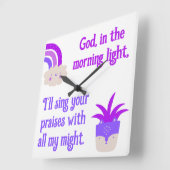 クリスチャン子供へ祈りの言葉パープル&ブルー | スクエア壁時計 (傾斜)