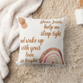 クリスチャン子供へ祈りの言葉ブラウン&ピンク | クッション (ブランケット)