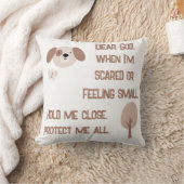 クリスチャン子供へ祈りの言葉ブラウン&ホワイト | クッション (ブランケット)