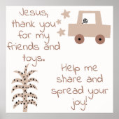 クリスチャン子供へ祈りの言葉ブラウン&ホワイト | ポスター (正面)