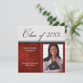 クリスチャン学校の卒業写真 赤 招待状 (スタンド正面)