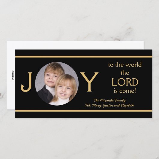 クリスチャン宗教的なクリスマスフォトカードの喜び シーズンカード (正面/裏面)