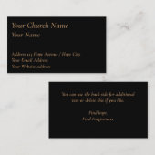 クリスチャン宗教階級タンの黒牧師 名刺 (正面/裏面)