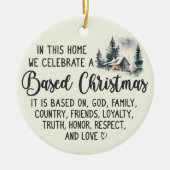 クリスチャン家庭のクリスマスに基づく セラミックオーナメント (正面)