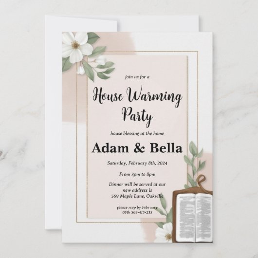 クリスチャン引っ越し祝いパーティー招待 招待状 (正面)