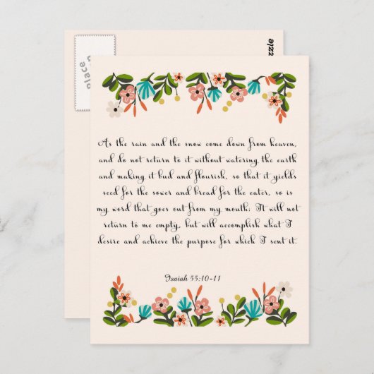 クリスチャン引用文アート – イザヤ55:10-11 ポストカード (正面/裏面)
