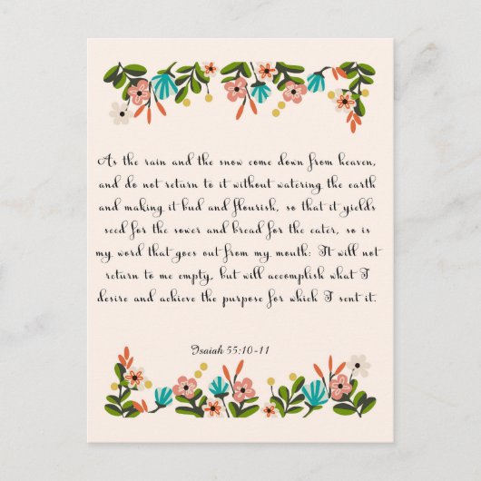 クリスチャン引用文アート – イザヤ55:10-11 ポストカード (正面)