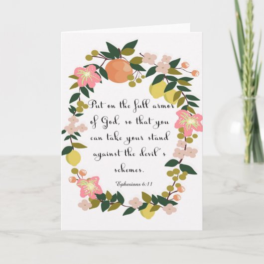 クリスチャン引用文アート – エペソ6:11 シーズンカード (正面)