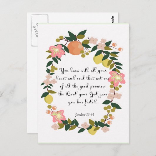 クリスチャン引用文アート – Joshua 23:14 ポストカード (正面/裏面)