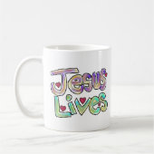 クリスチャン引用文「イエス・ライフユニーク」 コーヒーマグカップ (左)