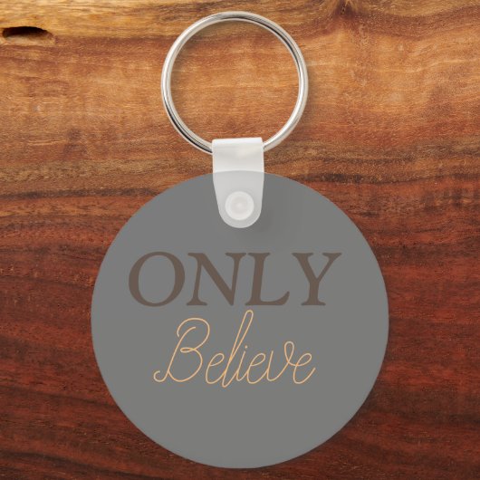 クリスチャン引用文「信じのみ」グレー キーホルダー (正面)
