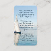 クリスチャン形見セーラー、帆船、セーリング 名刺 (裏面)