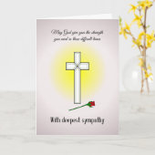 クリスチャン悔やみや弔慰クロスとローズブド カード (黄色い花)