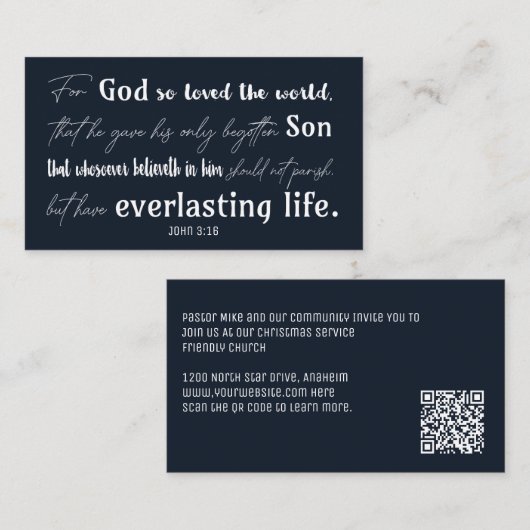 クリスチャン感動的バイブル教会クリスマス 名刺 (正面/裏面)