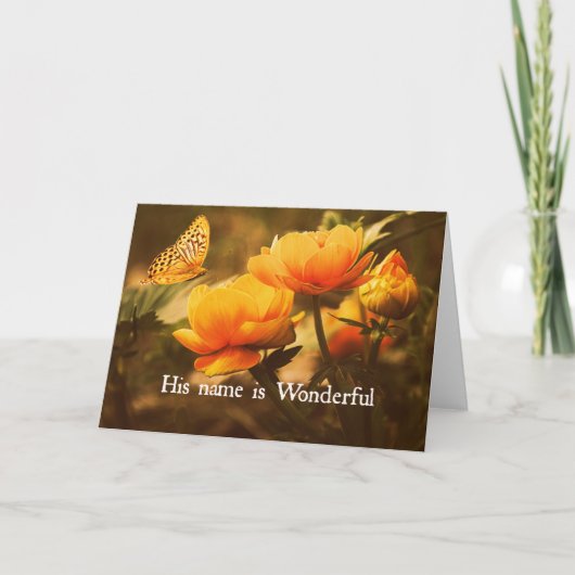 クリスチャン感動的引用文：彼の名前は カード (正面)