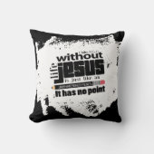 クリスチャン感動的白黒信仰引用文 クッション (正面)