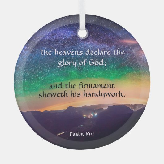 クリスチャン感動的聖句ナイトスカイクリスマス ガラスオーナメント (正面)