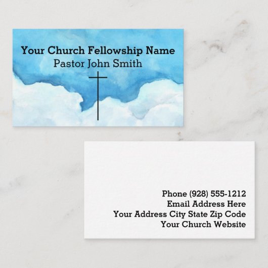クリスチャン抽象芸術ブルースカイ2クロス教会 名刺 (正面/裏面)
