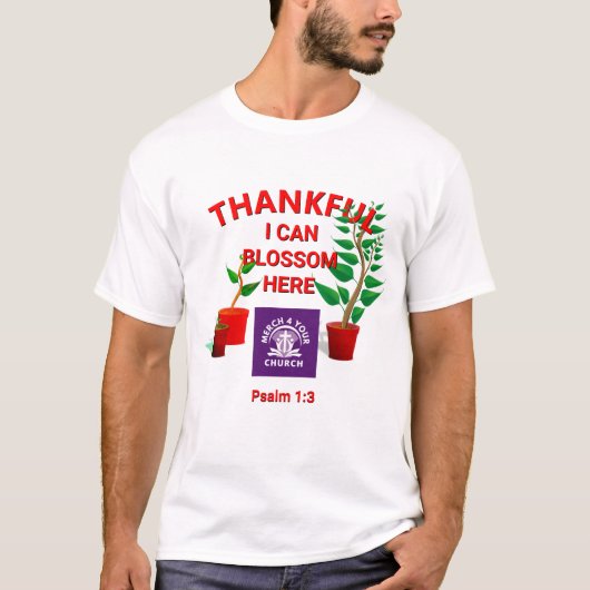 クリスチャン教会に植えられたロゴの花を追加 Tシャツ (正面)