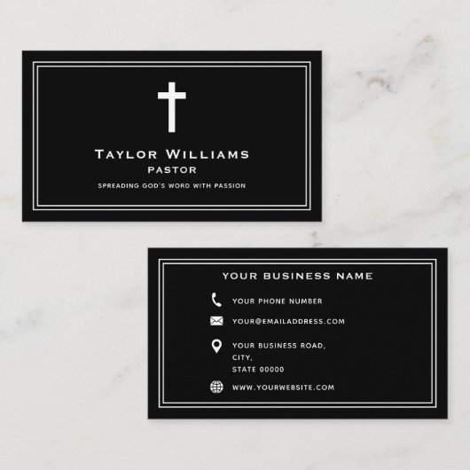 クリスチャン教会の牧師の宗教十字架 名刺 (正面/裏面)