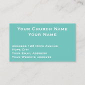 クリスチャン教会の牧師アクアグリーン白カスタム 名刺 (正面)